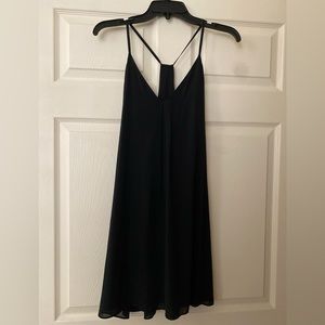 Alice + Olivia Fierra Racerback Dress In Black Silk Mini Dress. Size: Small